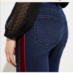 LOFT VELVET STRIPE SLIM JEANS